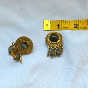 Gold & Olive Clip-on Earrings